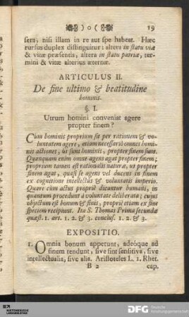 Articulus II. De fine ultimo & beatitudine hominis.