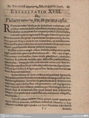 Exercitatio XVIII. De Vulnere seu, in quinta costa.