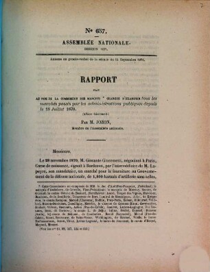 Rapport fait au nom de la Commission des Marchés chargée d'examiner tous les marchés passés par les administrations publiques depuis le 18 juilliet 1870 : affaire Giacometti