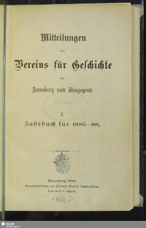 1.1885/88=Jahrbuch 1: Mitteilungen des Vereins für Geschichte von Annaberg und Umgegend
