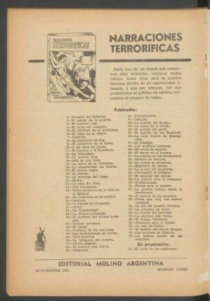 "Narraciones Terroríficas" publicados