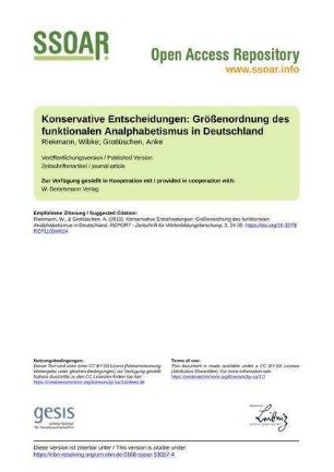 Konservative Entscheidungen: Größenordnung des funktionalen Analphabetismus in Deutschland
