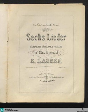 Sechs Lieder : von Eichendorff, Mörike, Pohl u. Cornelius