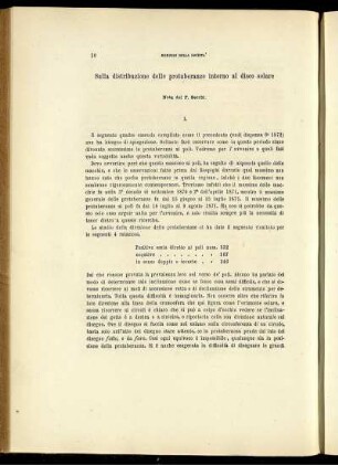 Sulla distribuzione delle protuberanze intorno al disco solare