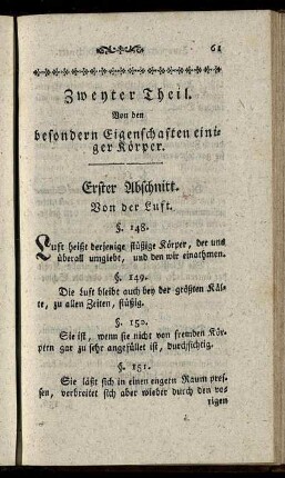Zweyter Theil. Von den besondern Eigenschaften einiger Körper.