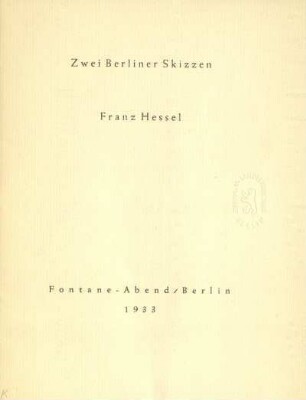 Zwei Berliner Skizzen