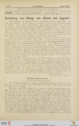 Heft I (Januar 1910)