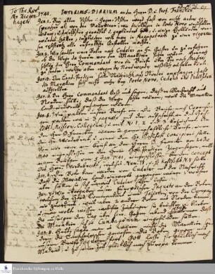 Interims-Diarium von Nikolaus Dal für Gotthilf August Francke.