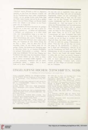 Eingelaufene Bücher, Zeitschriften, Musik