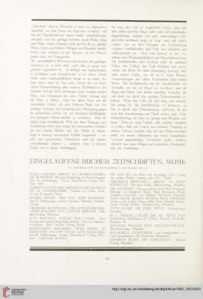 Eingelaufene Bücher, Zeitschriften, Musik