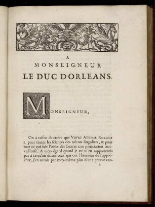A Monseigneur Le Duc D'Orleans.