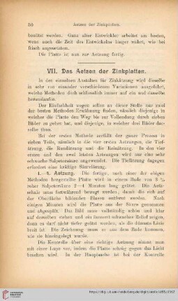 Das Aetzen der Zinkplatten