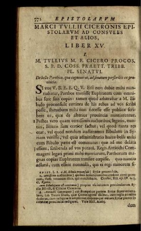 Marci Tullii Ciceronis Epistolarum Ad Consules Et Alios, Liber XV.