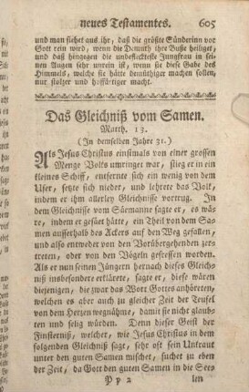 Das Gleichniß vom Samen. Matth. 13.