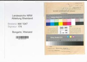 Entnazifizierung Wienand Bongartz , geb. 27.09.1893 (Arbeiter)