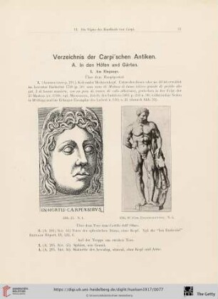 Verzeichnis der Carpi'schen Antiken
