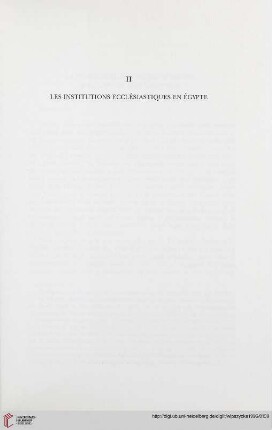 II. Les institutions ecclésiastiques en Égypte