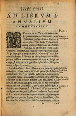 Ivsti Lipsi[i] Ad Annales Corn. Taciti Liber Commentarivs, Sive Notae