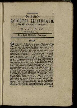 Viertes Stück, den 29ten Jan. 1791.