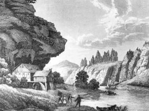 Reinhardtsdorf-Schöna-Schöna. Hirschmühle, aus: Schiffner, Albert: Beschreibung von Sachsen, 1845