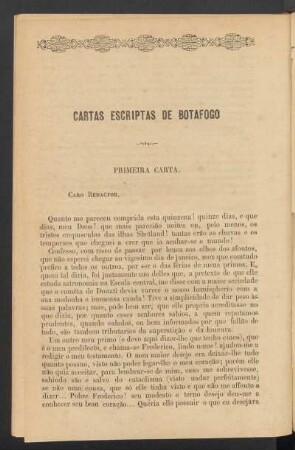Cartas escriptas de Botafogo : Primera carta.