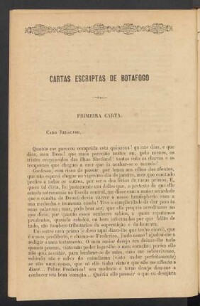 Cartas escriptas de Botafogo : Primera carta.