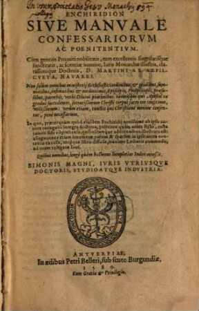 Enchiridion confessariorum et poenitentium
