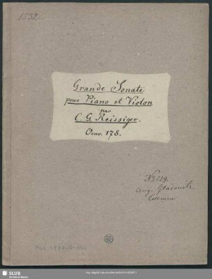 Grande Sonate pour Piano et Violon : Oeuv. 178