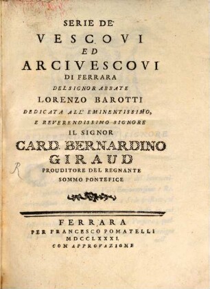 Serie de vescovi ed arcivescovi di Ferrara
