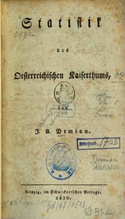 Statistik des oesterreichischen Kaiserthums