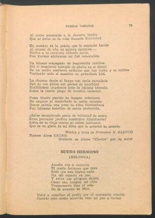 Sueño hermoso : (Milonga)