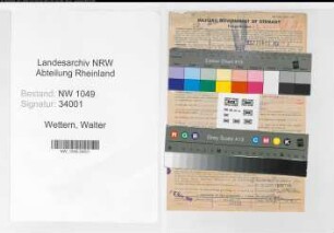 Entnazifizierung Walter Von Der Wettern , geb. 22.07.1898 (Kaufmann)