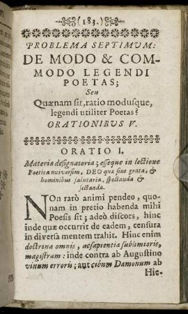 Problema Septimum. De Modo & Commodo Legendi Poetas.