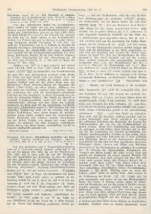 387-389 [Rezension] Grimme, Hubert, Althebräische Inschriften von Sinai