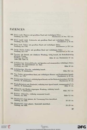 Fayencen (Nr. 688-772)