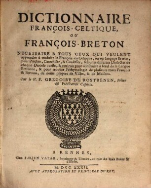 Dictionnaire François-Celtique ou François-Breton