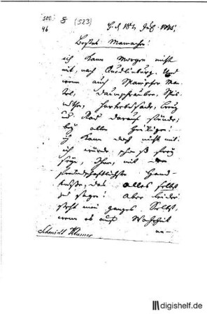 46: Brief von Klamer Eberhard Karl Schmidt an ... (Mutter des Dichters) Schmidt : Becker, Rudolf Zacharias; Becker, W. G.;