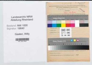Entnazifizierung Willy Van Gaalen, geb. 12.08.1907 (Verw.Angest.)