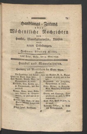 10tes Stück, Gotha, den 9. Mart. 1799.