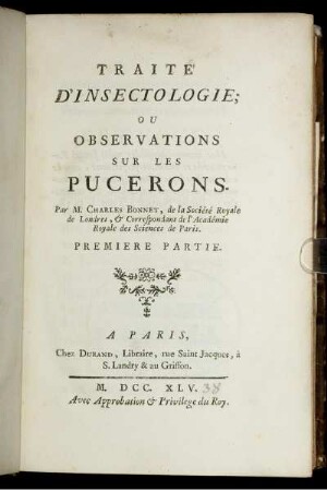 1. p.: Traité d'insectologie; ou observations sur les pucerons