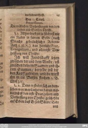 Der I. Titul. Promissiones. Die tröstlichen Verheissungen von dem Leiden und Sterben Christi.