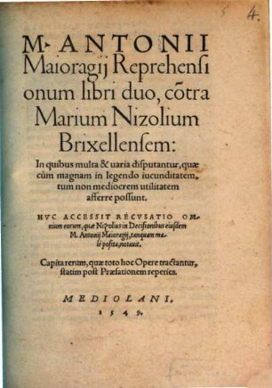 Reprehensionum libri duo : contra Marium Nizolium