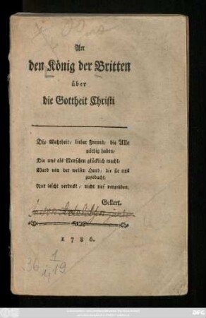 An den König der Britten über die Gottheit Christi
