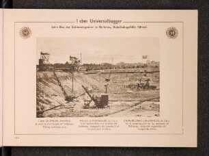 1 cbm Universalbagger, beim Bau der Schleusengruben in Holtenau, Kabelbahngefäße füllend.