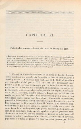 Capítulo XI. Principales acontecimientos del mes de Mayo de 1898