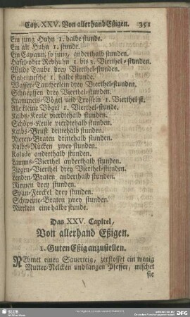 Das XXV. Capitel, Von allerhand Essigen