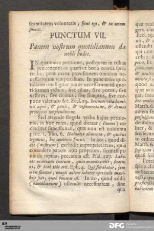 Punctum VII. Panem nostrum quotidianum da nobis bodie.