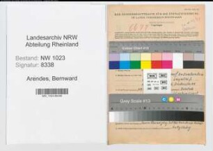 Entnazifizierung Bernward Arendes , geb. 03.11.1896 (Beamter)