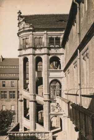 Schloß Hartenfels, Großer Wendelstein : Schloß Hartenfels, Großer Wendelstein am Südflügel, 1533-1535 von Konrad Krebs ausgeführt