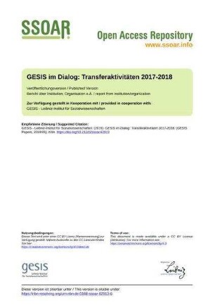 GESIS im Dialog: Transferaktivitäten 2017-2018